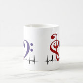 Mug Bass Clef Heart EKG Waves Crimson Rouge & violet (Centre)
