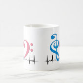 Mug Bass Clef Heart EKG Waves Cyan & Bubblegum Pink (Centre)