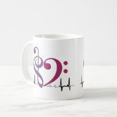 Mug Bass Clef Heart EKG Waves Purple & Mulberry (Devant gauche)