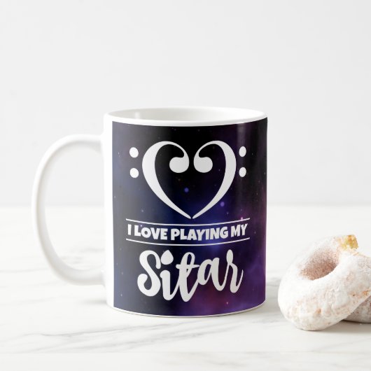 Mug Basse Clef Coeur pourpre Nebula Love Sitar (Avec donut)