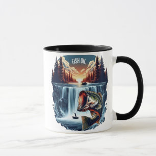 Mug Basse majestueuse saute au-dessus de la cascade au