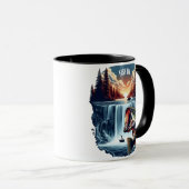 Mug Basse majestueuse saute au-dessus de la cascade au (Devant droit)