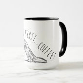 Mug basset blanc (Devant droit)