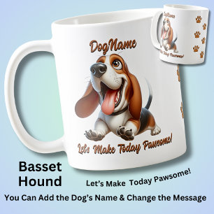 Mug Basset Hound - Ajouter le nom du chien, modifier l