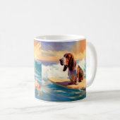 Mug Basset Hound Beach Surf Peinture (Devant droit)
