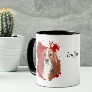 Mug Basset Hound Chien rouge Arrière - plan Abstrait