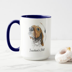 Mug Basset Hound Dessin original réaliste Customisé