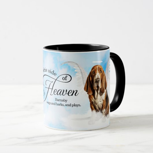 Mug Basset Hound Dog Heaven Personalized Memorial (Devant droit)