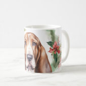 Mug Basset Hound Festive Wreath de Noël Pup (Devant droit)