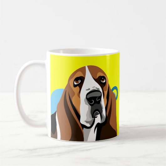 Mug Basset Hound Musique jaune (Gauche)