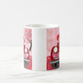 Mug Basset Hound voiture avec les coeurs Valentine's (Centre)