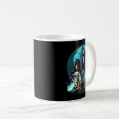 Mug Bassets d'Halloween Zombie Squelette Noir Chien Be (Devant droit)