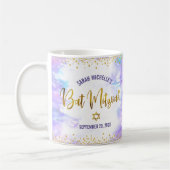 Mug Bat mitzvah Purple Aquarelle Gold Script Confetti (Gauche)