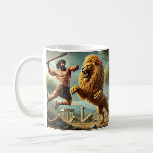 Mug Bataille épique d'Hercules et Lion néméen - Mythe (Gauche)