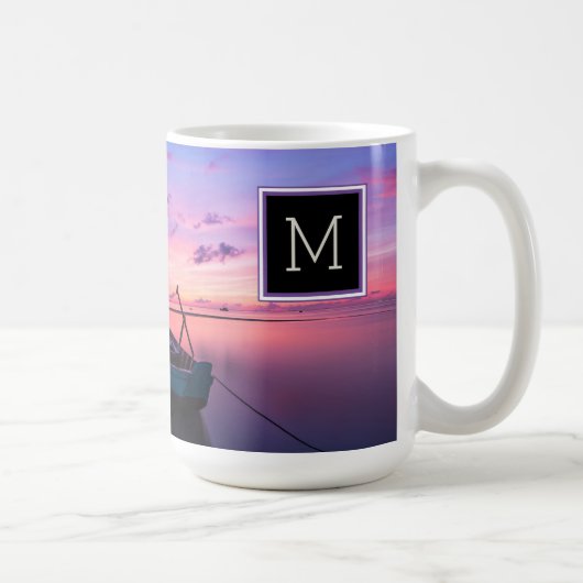 Mug Bateau à coucher de soleil monogrammé sur l'eau (Droite)