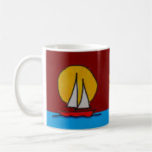 Bateau à voile dans le soleil Deep Red