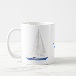 Mug Bateau à voile et ancre bleue Nautique