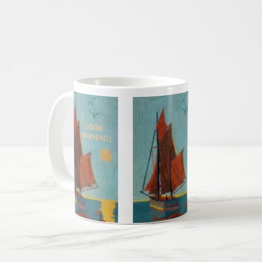 MUG BATEAU À VOILE TEXTUEL NEEDLEPOINT PAISIBLE  (Devant gauche)