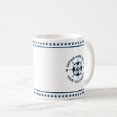 Mug Bateau bleu marine Roue nautique Étoiles bleues (Devant droit)