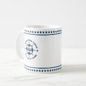 Mug Bateau bleu marine Roue nautique Étoiles bleues (Devant gauche)