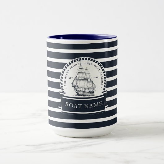 Mug Bateau bleu moderne et personnalisé (Centre)