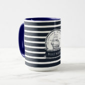 Mug Bateau bleu moderne et personnalisé (Devant gauche)