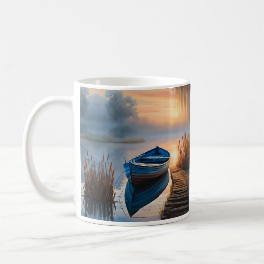 Mug Bateau bleu rustique, je préférerais être Pêche (Gauche)