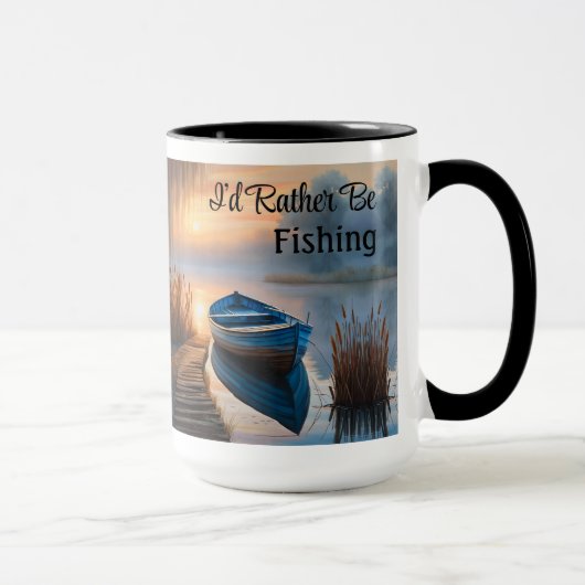 Mug Bateau bleu rustique, je préférerais être Pêche (Droite)