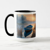 Mug Bateau bleu rustique, je préférerais être Pêche (Gauche)