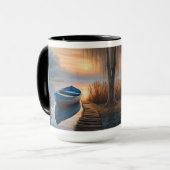 Mug Bateau bleu rustique, je préférerais être Pêche (Devant gauche)