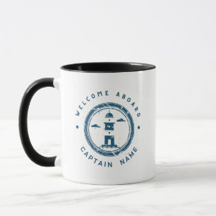 Mug Bateau club d'Ancres nautiques Blue Navy Retro Na
