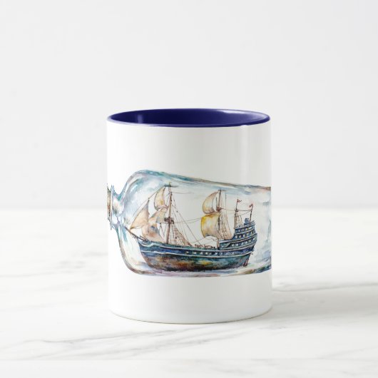 Mug Bateau dans une bouteille (Centre)