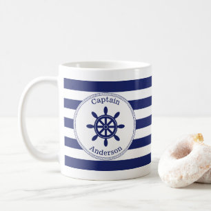 Mug Bateau de capitaine nautique Ajouter un nom