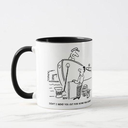 Mug Bateau de chalutier avec membre d'équipage. Drôle (Gauche)
