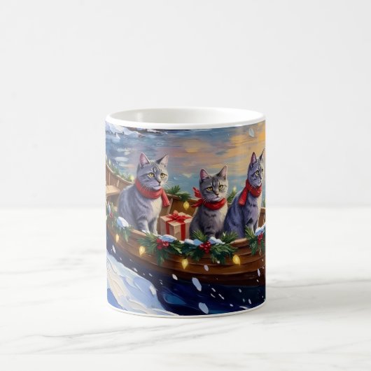 Mug Bateau de Noël de chat bleu oriental Fêtes (Centre)