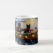 Mug Bateau de Noël de Chat Noir Fêtes (Centre)
