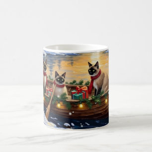 Mug Bateau de Noël de chat siamois pour les fêtes