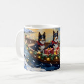 Mug Bateau de Noël de Collie à poil long pour les Fête (Devant gauche)