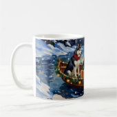 Mug Bateau de Noël de vacances avec Husky Sibérien (Gauche)