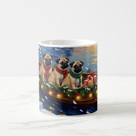 Mug Bateau de Noël Pug Fêtes (Centre)