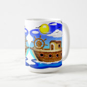 Mug Bateau de pêche dessin animé (Devant droit)