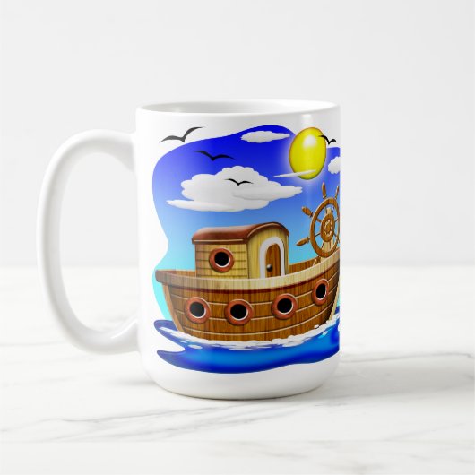 Mug Bateau de pêche dessin animé (Gauche)