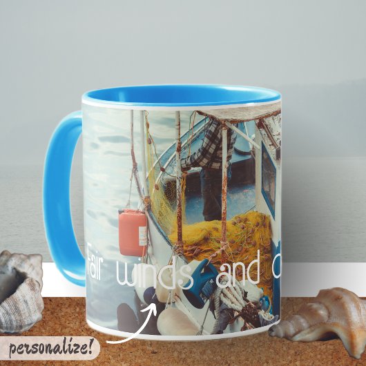 Mug Bateau de pêche en bord de mer Méditerranée