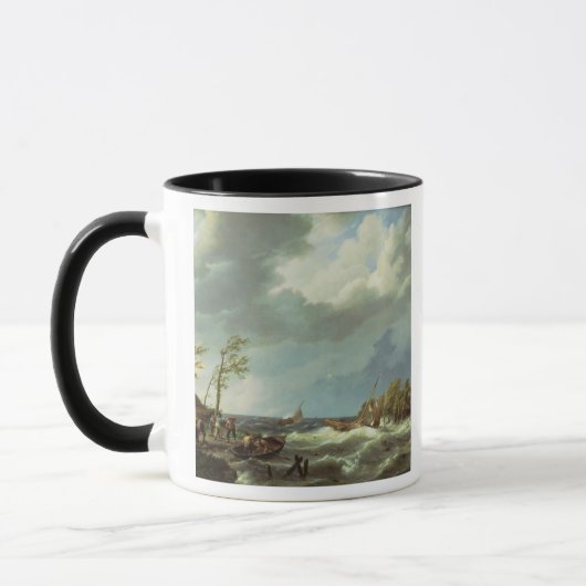 Mug Bateau de pêche néerlandais propagé un rivage de (Gauche)