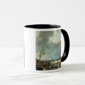 Mug Bateau de pêche néerlandais propagé un rivage de (Devant droit)