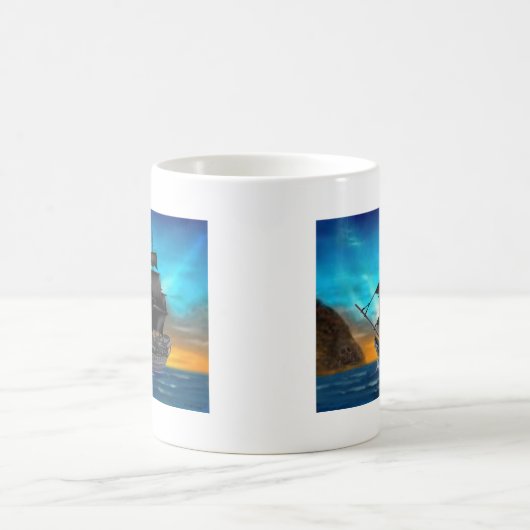 MUG BATEAU DE PIRATE AU COUCHER DU SOLEIL (Centre)
