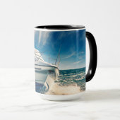 Mug Bateau de puissance entrant dans le port de (Devant droit)