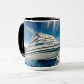 Mug Bateau de puissance entrant dans le port de (Devant gauche)