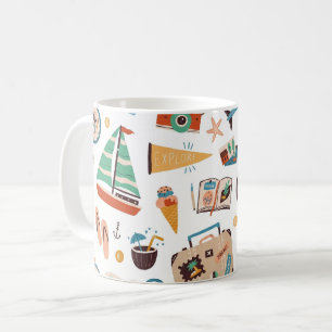 Mug Bateau de voyage aventure, boussole et vacances