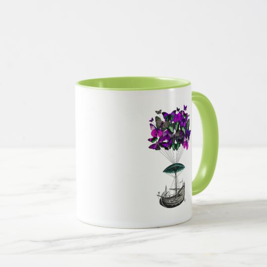 Mug Bateau papillon 2 violet et vert (Devant droit)
